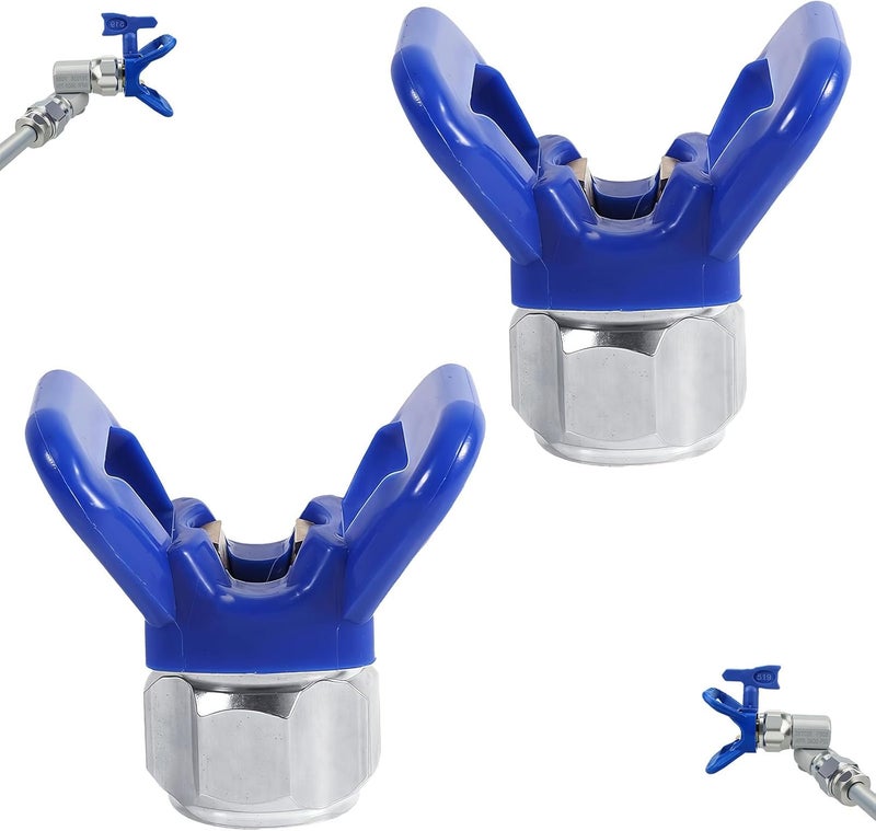 KUEDPEZ 246215 7/8" Thread RAC X Hand-Tight tip Guard, Base G7/8 tip Blue, Reversible Spray tip nozzles fit for Graco Spray Equipment & Spray Guns 246-215, Replace airless Spray Painting Machine Parts(2 pcs) - Image 1